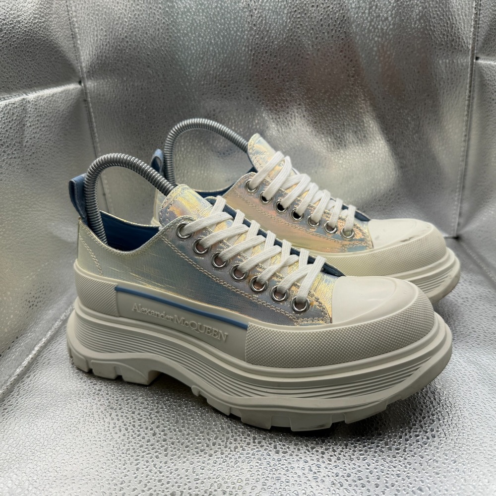 Size EU 37 Alexander McQUEEN Tread Slick Iridescent Leather Womens Sneakers